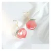 Слушая люстра 2021 Лето корейские акриловые модные розовые серьги персика для женщин Девочки Симпатичные сладкие украшения подарок мода фрукты oorb dhw5z