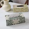 Boîte à mouchoirs rectangulaire en tissu de café Design rétro Vente en gros de boîtes à mouchoirs Conteneur de stockage de serviettes en papier Boîte de distributeur de serviettes de voiture