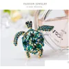 Pins Brooches Green Rhinestone Women Men Sea Turtle Animal Party Causal Brooch Pins Gifts Drop Delivery Jewelry Dhro4