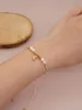 Link bransoletki kasatyk księżyc urok dla kobiet złota słodkowodna perłowa przyjaźń Regulowana biżuteria Summer Cute Tiny