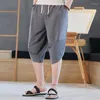 Men's Pants Men's 2023 Instagram Loose 7 Cent Summer Thin China Style Wide Leg Shorts Casual