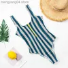 Kvinnors badkläder sexiga kvinnors baddräkt randig bodysuit rygglös kvinnor baddräkt strand badkläder en bit monokini feminin simning bodycon t230606