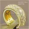 Cluster Ringen Gold Diamond Ring Fl Crystal Vrouwen Mannen Bruiloft Mode-sieraden Christmas Gift 080512 Drop Levering Dhos9