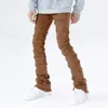 Mens Jeans American High Street Erosion Damaged Fur Vintage Youth Trendy Straight Slender Slim Micro Pants streetwear 230606