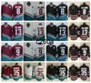 c2604 Vintage Mighty 8 Teemu Selanne 9 Paul Kariya Chandails de Hockey Hommes 35 Maillot Jean-Sébastien Giguere 13 TeemuSelanne Violet Noir Blanc Chemises Cousues C Patch