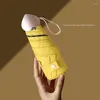 Ombrelli Ombrello pieghevole con manico a forma di cuore Simpatico Mini Five Folding Rain Women Travel Sun UV Parasole