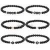 Perlen 6 mm schwarze Glasperlen Stränge Armband für Frauen Männer handgemachte elastische Acryl Brief flache Perle Charm Anhänger Armbänder Mutter Dhwez