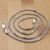 Chains Authentic 925 Sterling Silver 3mm Round Box Link Chain Necklace 18" 22" 24" 26" 27.6" Available