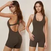 Actieve sets met logo Yoga Gym-trainingsset uit één stuk voor dames Zomer Nylon Elastische ademende schouderriem Sportpanty's Borstkussen