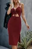 Modisches Damen-Bodycon-Kleid, sexy Ausschnitt-Stil, Neckholder, Nachtclub, Party, Abendkleid, ärmellos, V-Ausschnitt, bedruckt, Sommerröcke, Übergröße, S-3XL