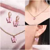 Pendentif Colliers Papillon Collier Boucles D'oreilles Ensemble De Bijoux Chaînes En Or Acrylique Boucles D'oreilles Femmes Mode Will Et Sandy Drop Delivery Pe Dhd1Y