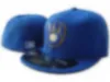 Hot Milwaukees Brewerss monterade mössor Hip Hop Size Hats Baseball Caps Vuxen platt topp för män Kvinnor Fullt stängt H8-6.7