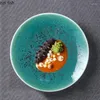 Plates Creative Ceramic Dinner Dish Steak Plate Household Green Glaze Tableware Dessert Trays El Restaurant Pasta Decoration