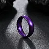 Solitaire Ring Simple 8mm Men Stainless steel Ring Purple Matte Finish Beveled Polished Edge Engagement Ring Men Wedding Band 230605