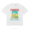 Designer Fashion Clothing Tees Tshirt Rhude Windowsil Castle Cocotier Fenêtre Seuil Paysage Double Fil Pur Coton Casual T-shirt à Manches Courtes pour Hommes Femmes Lit