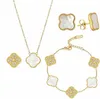 Дизайнер роскошных брендов Lucky Clover Set Set Searlace Подвесные серьги браслеты для женщин девочек 18 тыс. Золото.