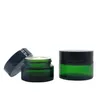 groen glas luxe cosmetische body cream pot verpakking 20ml 30ml 50ml met zwart schroefdeksel