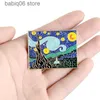 Pins broszki biżuteria van gogh obraz olejny gwiaździsty niebo księżycowe kreskówkowe wersja broszka broch pin prezent wszechstronny odzież T230605