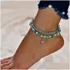 Anklets Tree Of Life Yoga Shell Turtle Elephant Anklet Chain Mtilayer Bracelets Foot Summer Beach Fashion Jewelry Will And Sandy Dro Dhanj