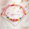 Bracelets porte-bonheur turc mauvais œil bracelet pour femmes mode perles 2021 bohème arc-en-ciel perlé bijoux corde chaîne chanceux goutte livrer Dhgit
