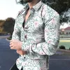 メンズカジュアルシャツ男のためのバロック3D長袖ソーシャルシャツvネック特大トップカスタマイズ可能なグラフィックス