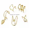 Ear Cuff Fashion Gold Star Leaves Nonpiercing Clip Earrings For Women Simple Fake Cartilage Ears Jewelry Accessories Drop Delivery Dhvm0