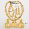 Colar Brincos Conjunto Dubai Africano Joia Cor Dourada Para Mulheres Banhado a 18k Pendente E Pingente Com Pulseira Casamentos