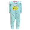 Jumpsuits Meisje Lange Mouw 100% Katoen Vis Leuke Bij Dierenprint Pasgeboren Baby Bodysuit G220606