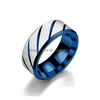 Band Rings Gold Color Frosted Ladies Ring 316L Stainless Steel Blue Twill Titanium Brushed Men And Women Jewelry Drop Deliver Dhrak