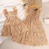 Fille Robes Bébé Filles Robe D'été Manches Bouffantes En Mousseline De Soie Élégante Princesse 4-12 Ans Floral Fête D'anniversaire Vêtements