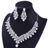 Halskette Ohrringe Set Strass Braut für Frauen und Hochzeit mit Kristall Tiara Geschenkbox enthalten