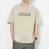 새로운 순수한 면화 편지 짧은 슬리브 티셔츠 남자 여름 패션 다목적 캐주얼 의류 통기성 느슨한 피팅 고급 절반