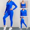 Aktywne zestawy Kobiety Sport Joga Suit 3 -częściowy zestaw gimnastycznych ubrania na gimnastyczne ubrania bieganie z długimi rękawami