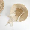 Czapki kapelusze moda koronkowa dziecięca kapelusz letnia słoma łuk Baby dziewczyna czapka plaża dzieci Panama kapelusz księżniczka dziecięce czapki i czapki dla dzieci 1PC 230606