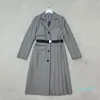 Женские куртки 23ss Женские блейзеры повседневное стиль с ремнем Корсет Леди Слейм платье модное карманное изумление теплые пальто
