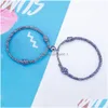 Braccialetti con ciondoli 2 pezzi / set magnete attira coppia braccialetto gioielli regolabile corda elastica regalo amante per donna uomo consegna goccia Dh7Sx