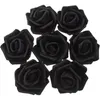 Fleurs décoratives 100 Pcs Noir Artificielle Rose Roses Artisanat Faux Tête 7x7x4cm Faux Décor En Vrac Mariée
