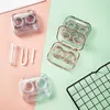 Sunglasses Cases Style Pink Transparent Tweezers Contact Lenses Case for Women Portable Lens Box Container Travel 230605300V
