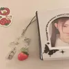 مفاتيح مفاتيح keycles strawberry heart charm keychain mobile phonechain nana stars stars pink and green y2k y2k