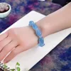 Strand Fine Light Sea Blue Natural Crystal Bracelets Carved Pixiu Beads Lucky For Women Men Help Work Fresh Jewelry