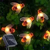 Decorações de jardim Solar String Light 20 LED Cute Bee Outdoor Light Wedding Home Garden Pátio Party Christmas Tree Honeybee Starry Fairy Decor Lamp 230606