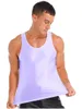 Hommes mâle brillant débardeur couleur unie maillot de corps Gym sport Fitness vêtements sans manches gilet T-shirt vêtements de sport homme