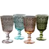 Copas de vino vintage europeas Copa teñida en relieve 7 colores Copas de jugo de vaso de cerveza