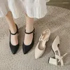 Heels Sandals Pointed Toe Mid Women Chunky Summer Shoes Party Fashion Pumps Slides Dress Sexy Slippers Flip-flops 2024 5