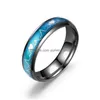 Band Rings Temperature Sensing Heartbeat Ring Stainless Steel Mood For Women Mens Love Fashion Jewelry Will And Sandy Gift Drop Deliv Dh8Ov