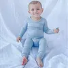 Pajamas Bamboo Fiber Toddler Pajama مجموعة طفل رضيع طفل ملابس ملابس طويلة الأكمام ملابس الأطفال ملابس النوم للأطفال الفتيات 80-110 سم