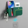 New Wall Cellphone Charging Box Punching-free Remote Control Holder Rack Office Pencil Pens Glasses Organizer Case Phone Holder wholesale