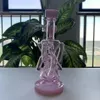 Återvinnare Bong Perc Hookah 7 -tums oljerigrör med rosa skålstillbehör