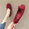 2021 çıplak ayakkabılar siyah düz topuk ayakkabıları kadınlar için bowknot ile kırmızı daireler kare başlık düğümü düz renk 31 32 33 44 45