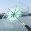 100 pcs/lot Transparent clair parapluie poignée coupe-vent 3 pli parapluie fleur de cerisier champignon Apollo Sakura femmes fille parapluie QH64